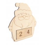 Calendrier de l'avent Père Noël en bois 11 x 13 x 3,3 cm