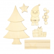 Scénette de Noël en bois à décorer 12 x 18,7 cm 12 pièces
