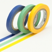 Masking Tape MT Slim 6 mm Set de 3 - unis G (jaune bleu vert)