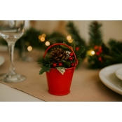 Seau en métal rouge Ø 6,5 cm x H 6,2 cm