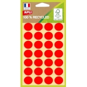Gommettes Récyclées Rond 15 mm Rouge 168 pastilles