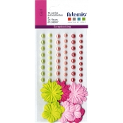 Perle de pluie autocollante et fleurs papier Couleurs