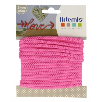 13001049 - 5414135085675 - Artémio - Cordon en Tricotin tout fait Fuschia ø5mm x 5m