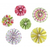 Rosaces en papier fantaisie 4 à 6 cm Tons vifs 6 pièces