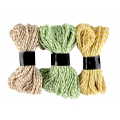 Ficelle bicolore 10 m lin vert clair jaune 3 pièces