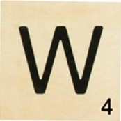 Grande lettre en bois façon scrabble 10 cm Lettre W