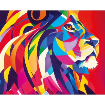 8472 - 3700443584729 - MegaCrea DIY - Kit diamond painting Tête de lion 40 x 50 cm