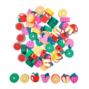 Perles fantaisie en pâte polymère Fruits 1 x 0,4 cm 60 pièces