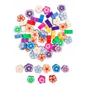 Perles fantaisie en pâte polymère Fleurs 1 x 0,4 cm 60 pièces