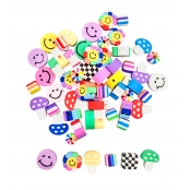 Perles fantaisie en pâte polymère multicolore 60 pièces