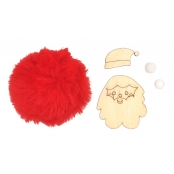 Kit suspension pompon Père Noël bois et fausse fourrure 7cm 5 pièces