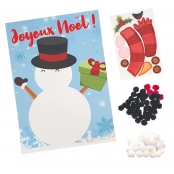 Kit de Noël Tableau en pompons Bonhomme de neige 15 x 21 cm