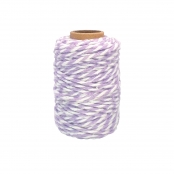 Ficelle coton bicolore mauve et blanc 25 m x 1,5 mm