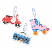 Kit porte-clés diamond painting Ados 7,7 à 8 cm 3 pièces