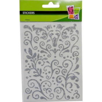 171462 - 3532431714623 - Graine créative - Sticker pailleté adhésif Arabesque Argenté