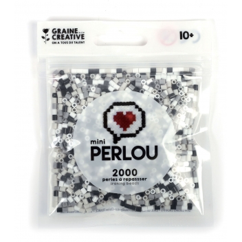 731708 - 3471057317088 - Perlou - Perles à repasser Mini Perlou Camaieu 4 coul. Noir Blanc Gris