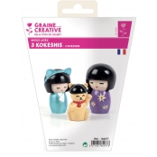 Moule en Latex pour Platre Kokeshi 3 Modèles