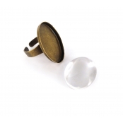 Bague Ovale avec Cabochon Bronze 25x18 mm