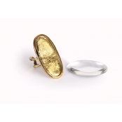 Bague Ovale avec Cabochon Coloris Vieil Or 16x39 mm