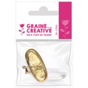 Bague Ovale avec Cabochon Coloris Vieil Or 16x39 mm