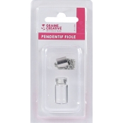 Pendentif Fiole en verre Bouteille Argenté 25x10mm