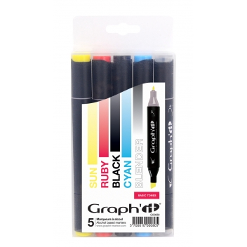 GI00080 - 3700010000805 - Graph\'it - Set 5 Marqueurs à alcool Graph\'it Basic tones - 3
