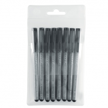 CL8SN - 0451133800674 - Copic - Marqueur Calibré Multiliner manga Copic Noir 8 pièces