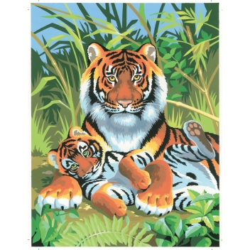 PBNJ2 - 5013634000297 - KSG - Tableau peinture au numéro Pour enfant Tigres