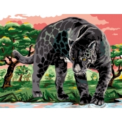 Canevas antique 50x65 cm Panthère noir