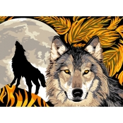 Canevas antique 50x65 cm Le loup