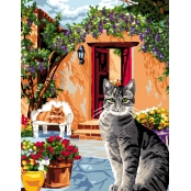 Canevas antique 50x65 cm Le coin des chats