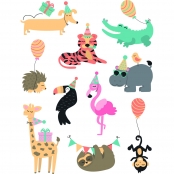 Gommettes décalcomanie textile et papier Animaux 60 pièces