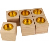 Bougeoirs en bois 6x6 cm 6 pièces