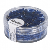 Perle Chevilles en verre Bleu foncé avec garniture argenté 7x2 mm 15 g