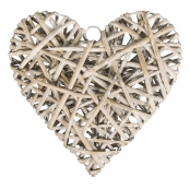 Coeur de saule blanchi à suspendre 15,5 cm