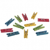 Mini pinces à linge en bois 2,5 cm Multicolore 48 pièces