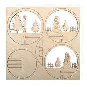 Déco de Noël en bois Bonhomme de neige 7,5 cm