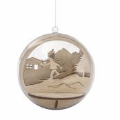 Déco de Noël en bois Skieur 9,5 cm