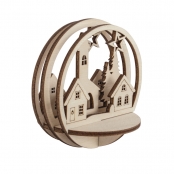 Déco de Noël en bois Village 7,5 cm