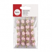 Petites roses sur noeud 1cm Blanc 20 pièces