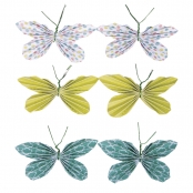 Sticker Papillons en papier Vert 5x3cm avec point adhésif 6 pièces