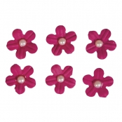 Sticker Fleurs en papier rose oeillet avec demi-perle et point adhésif 20 pièces