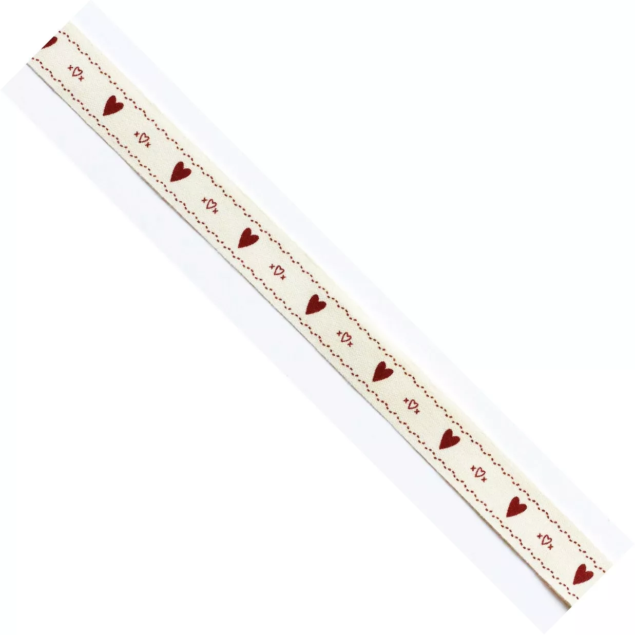 Ruban en coton coeurs rouge...