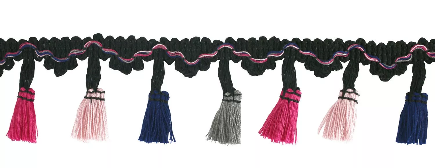 Galon ruban à pompons bleu...