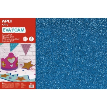 13437 - 8410782134374 - Apli Agipa - Mousse EVA thermoformable 40x60 cm Bleu pailleté