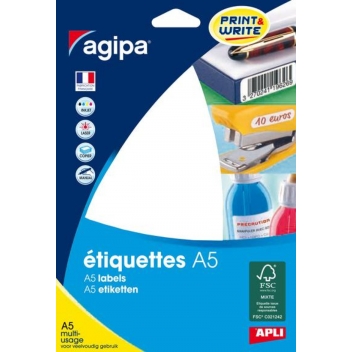 114038 - 3270241140385 - Apli Agipa - Etiquettes blanches 16 feuilles A5 97,5x68mm 64 pièces - France