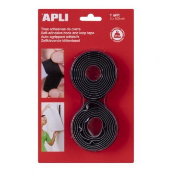 13656 - 8410782136569 - Apli Agipa - Fermeture scratch adhésive noir 2 pièces - 2