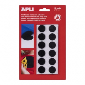 13658 - 8410782136583 - Apli Agipa - Fermeture scratch ronde Noir 12 pièces - 2