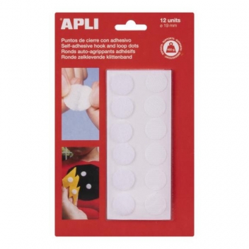 13659 - 8410782136590 - Apli Agipa - Fermeture scratch ronde Blanc 12 pièces - 2
