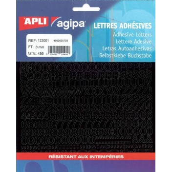 122001 - 3270241220018 - Apli Agipa - Alphabet, chiffres et symboles Autocollant 8 x 8 mm Noir